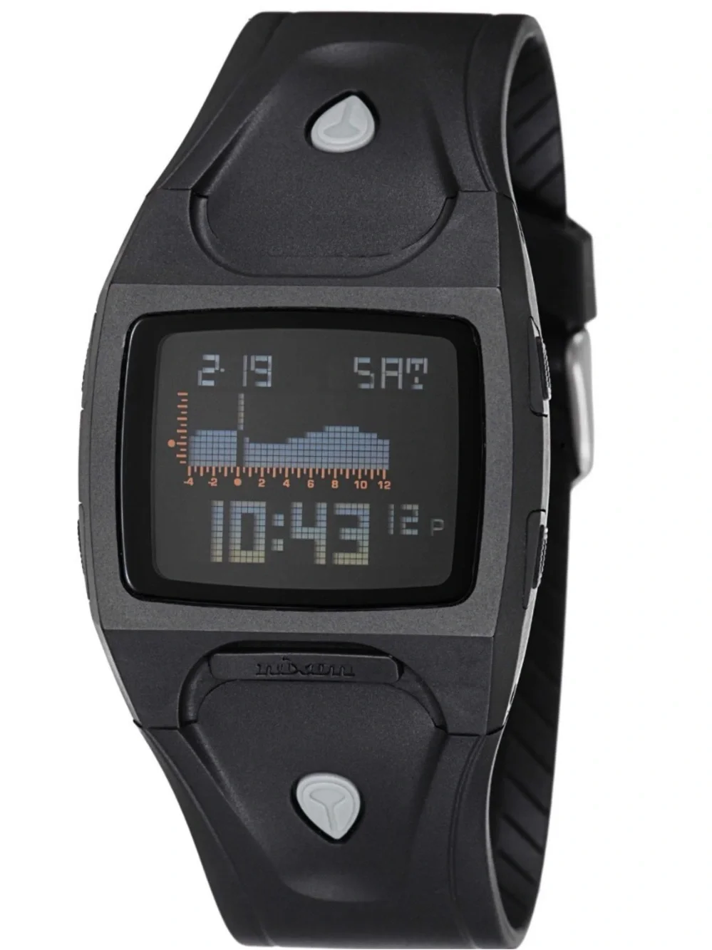 Nixon The Lodown Dual Time-Telling and Tide Telling Black Digital Watch